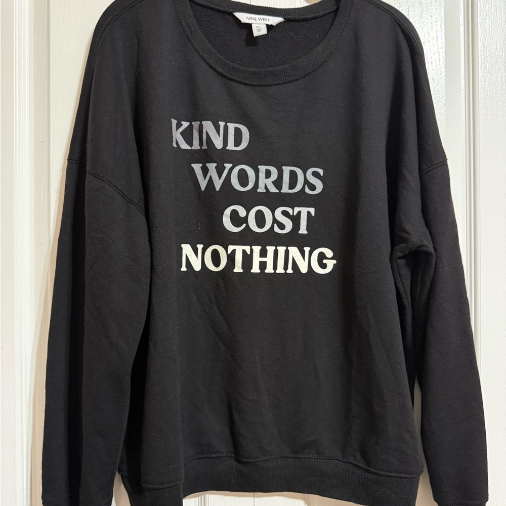 Nine West Black Crew Neck Sweater with Inspiring Message